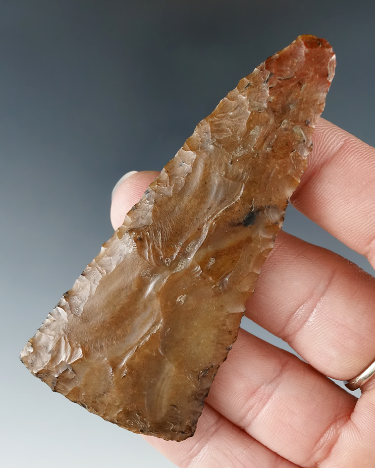 3 1/4" Archaic Triangular Blade made from Jasper, Quinn River Crossing area, Humboldt Co., Nevada.