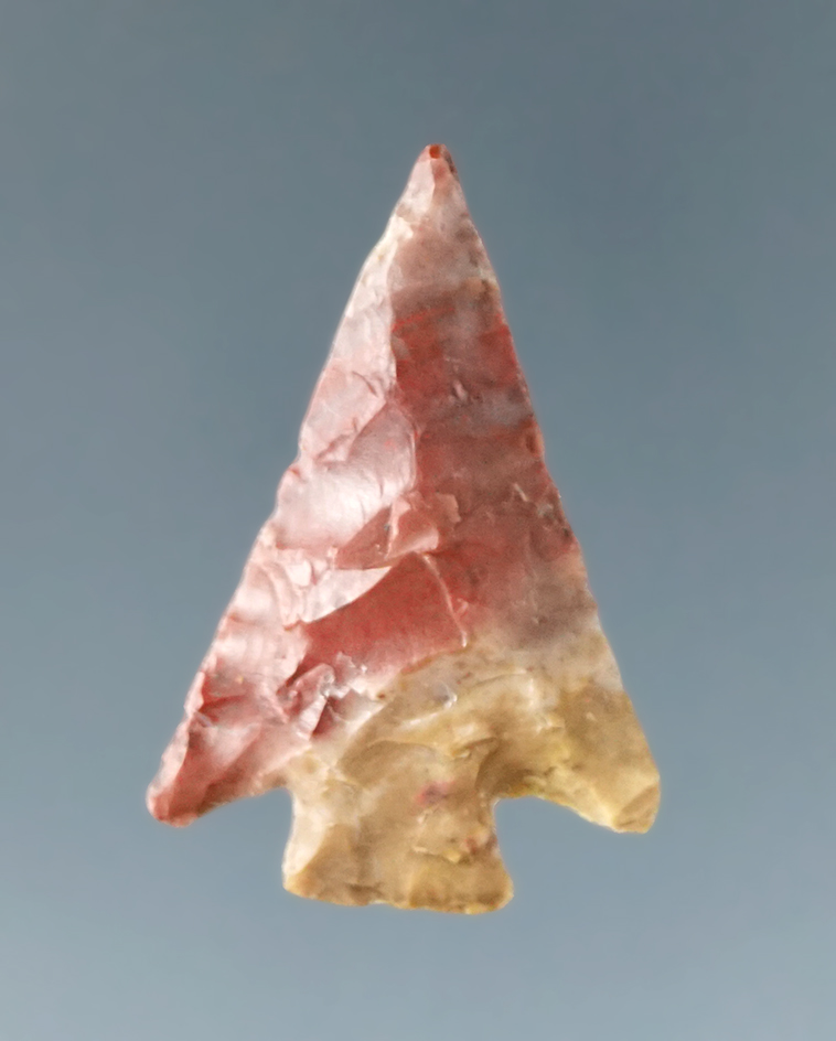 1" Cornernotch arrowhead made from colorful material found in Arizona.