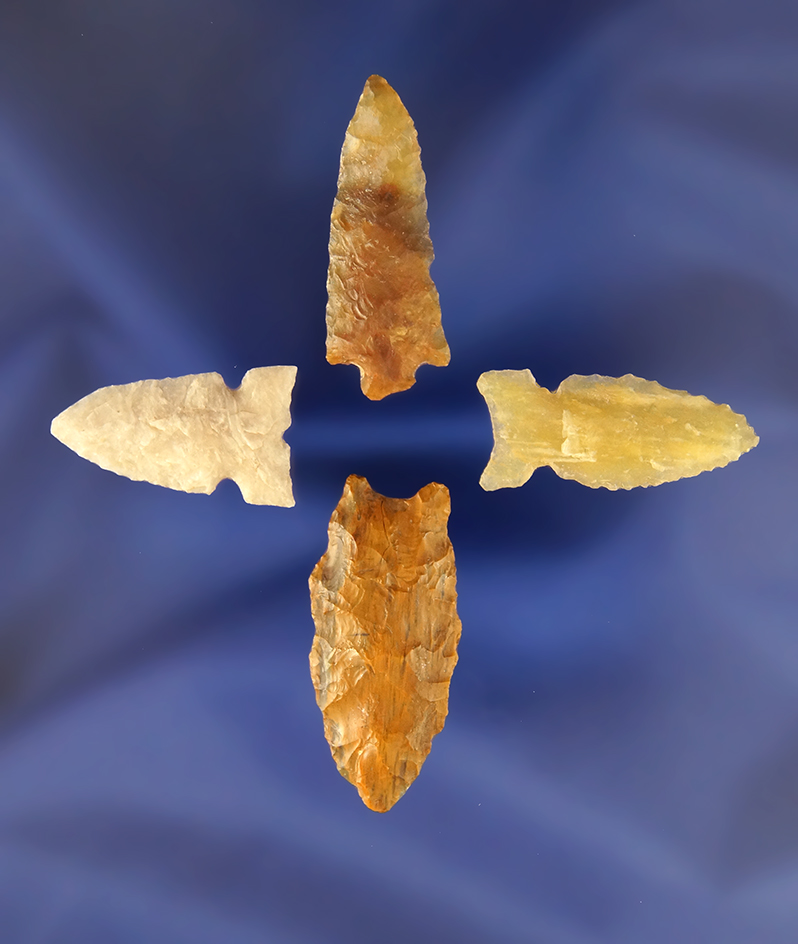Set of 4 Nicely made Arrowheads found in Colorado, largest is 1 5/16".