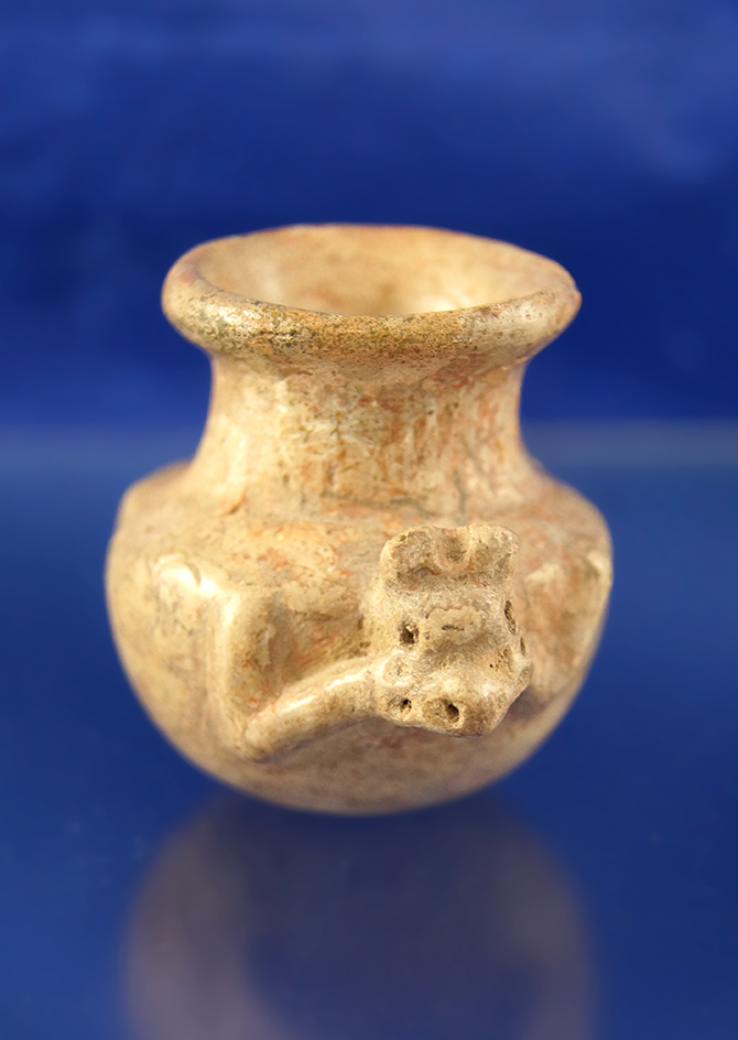 Very unique miniature pre-Columbian jar that is 2 3/8" long
