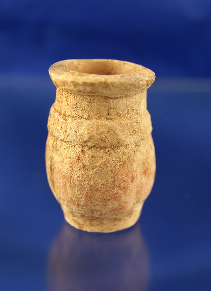 Miniature 1 3/4" tall pre-Columbian pottery vessel in very good condition.
