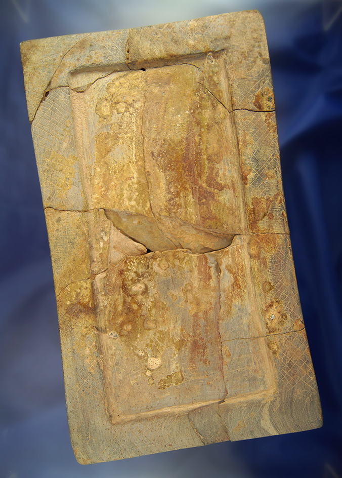 Nice etching design on this 5 5/8" by 9 3/4" stone pallet found at a site in Arizona