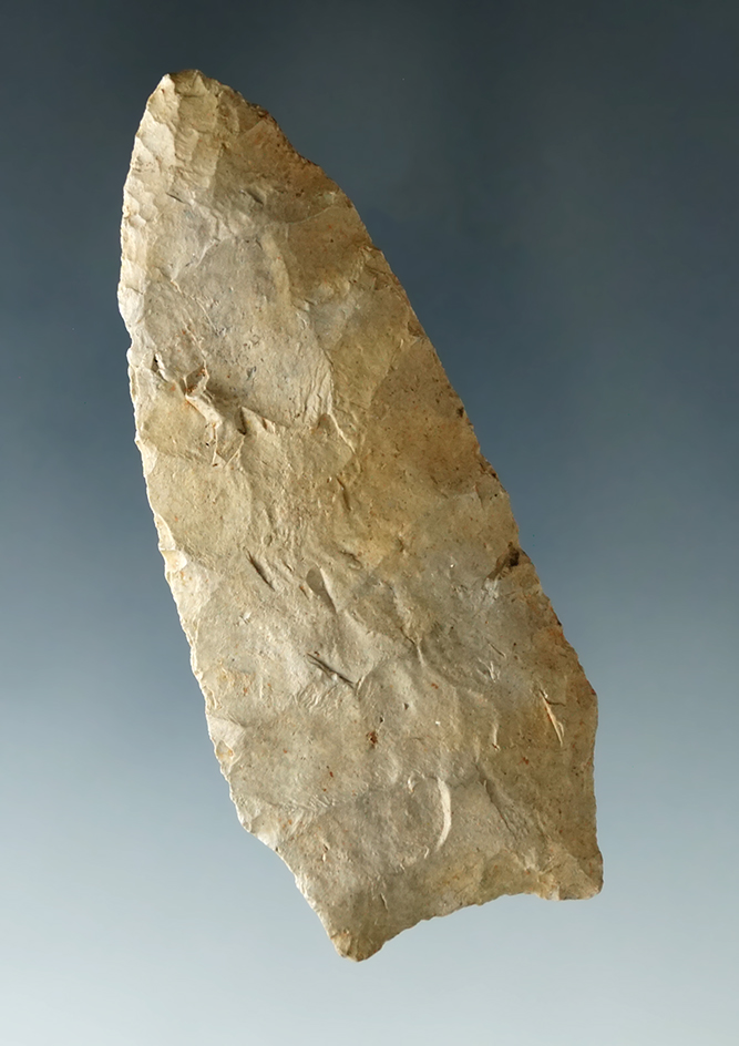2 7/8" Transitional Paleo Stemmed Lanceolate found in southern Michigan.