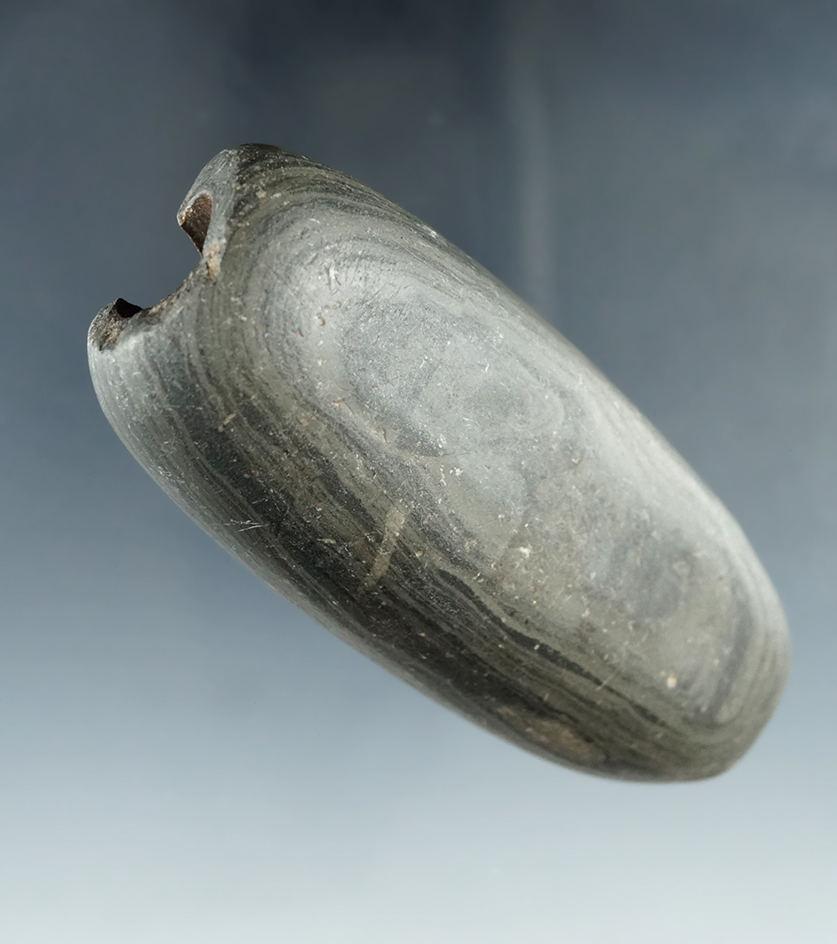 3 1/2" Tube Bannerstone made from nicely patinated glacial slate found in Franklin Co. Ohio.