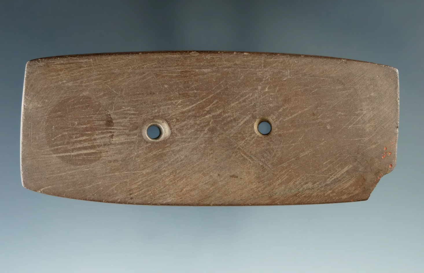 4 1/16" Brown Slate Gorget found in Randolph Co. Indiana.