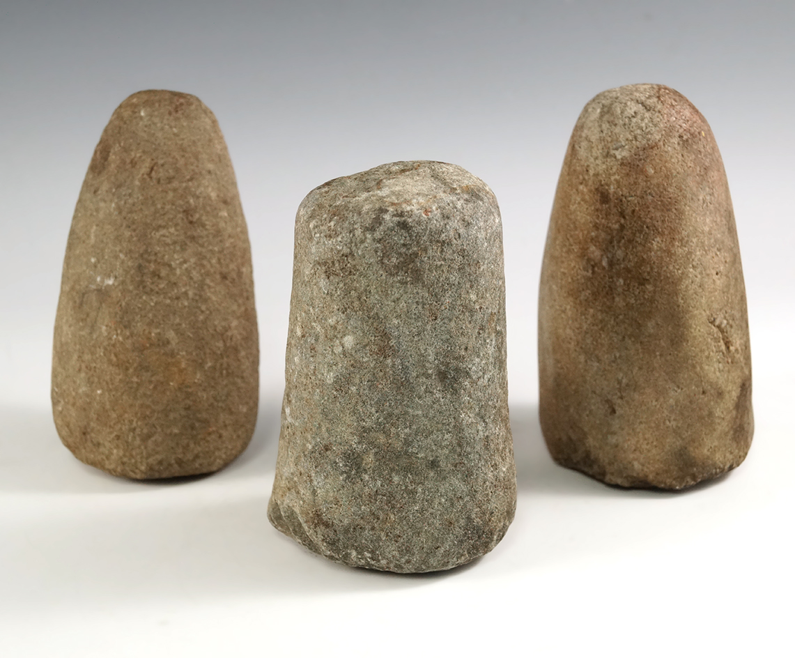 Group of 3 Ohio Pestles, all are around 1 1/4" tall.  One is pictured in Ohio Archaeologist, 1981.