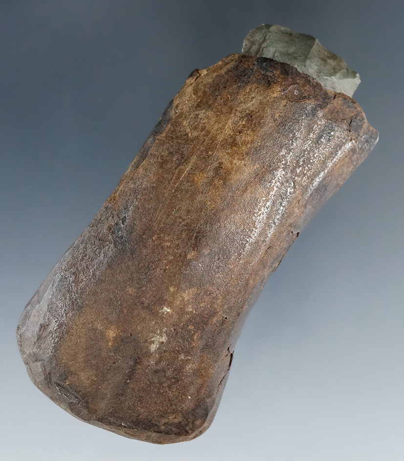 3 15/16" overall length Flint hafted scraper in original bone handle found in Alaska.
