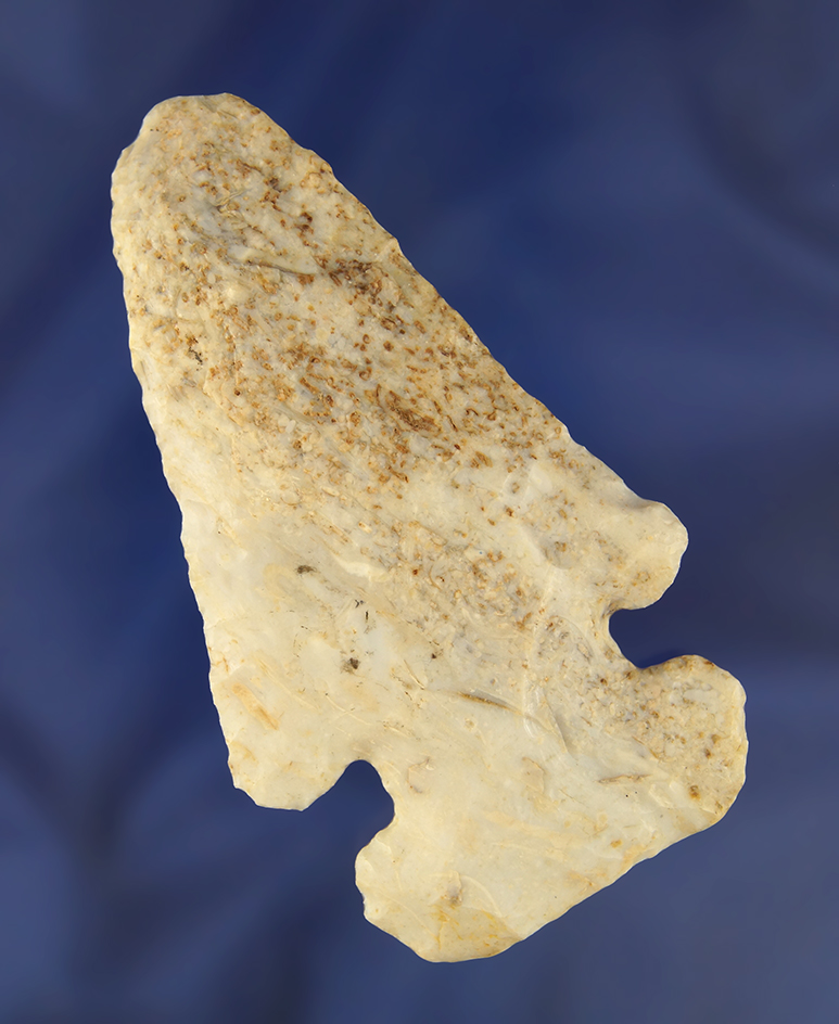 3 3/8" Archiac Thebes E-Notch found in Fulton Co., Illinois.  Made from Avon Chert.