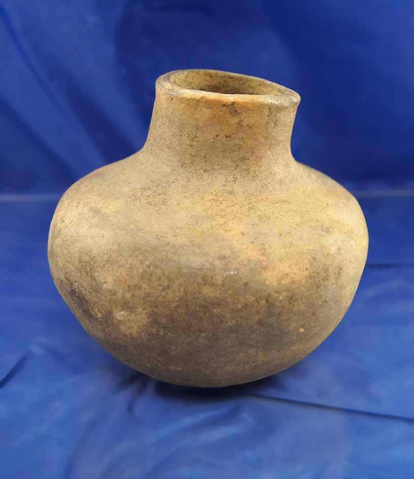 4 3/4" Tall Mississippian Short Neck Water Bottle that is solid.  Found in Scott Co., Missouri.