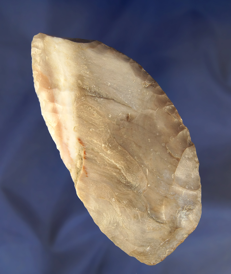 Large! 4 3/4" Cresent Knife made from colorful agatized wood, found in Lubbock Texas. Rogers COA.