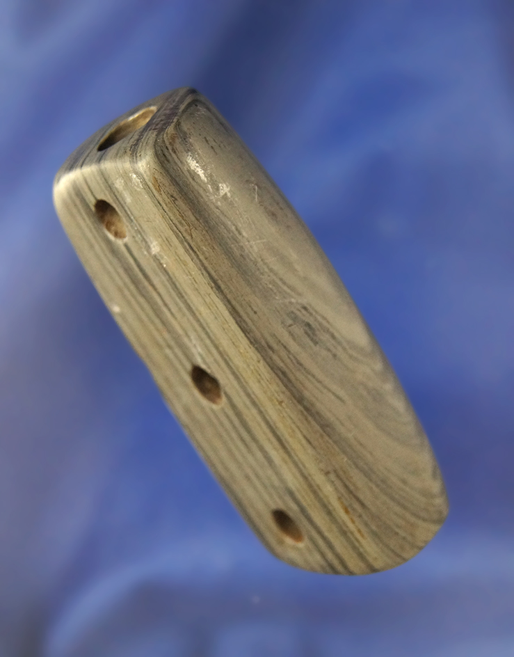 2 9/16" uniquely drilled Bar Amulet found in Seneca County Ohio. Ex. Wehrle collection #33 W.