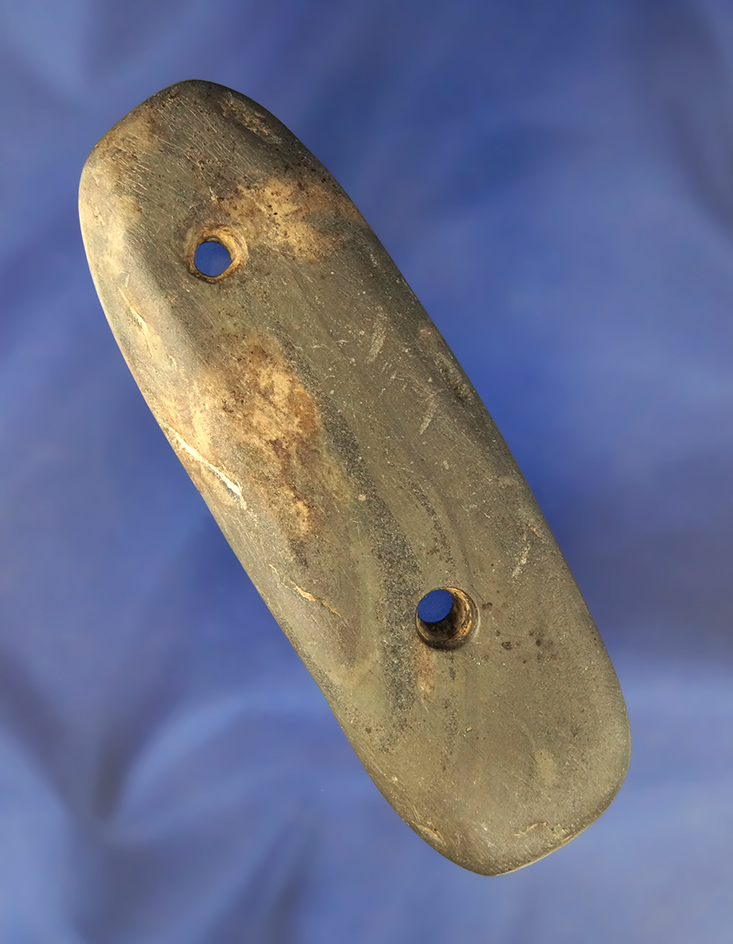 4 3/16" Banded Slate Gorget found in Clark Co., Ohio.  Ex. Arthur Altick.