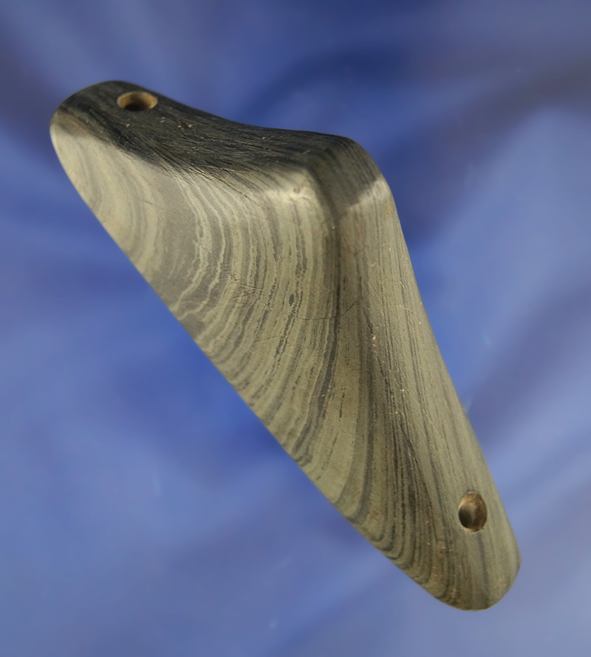 4 1/4" flat bottom Boatstone found in Pickaway County Ohio. Ex. Knock Garriot collection