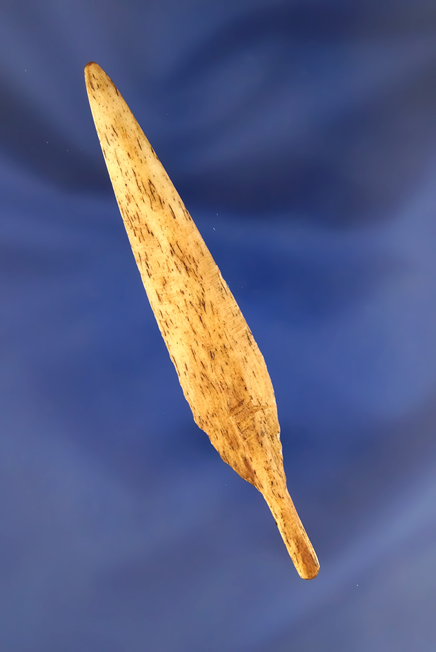Very well made 3 3/8" Bone Arrowhead found in Alaska. Pictured on page 69 in Hothem's Antler Bone