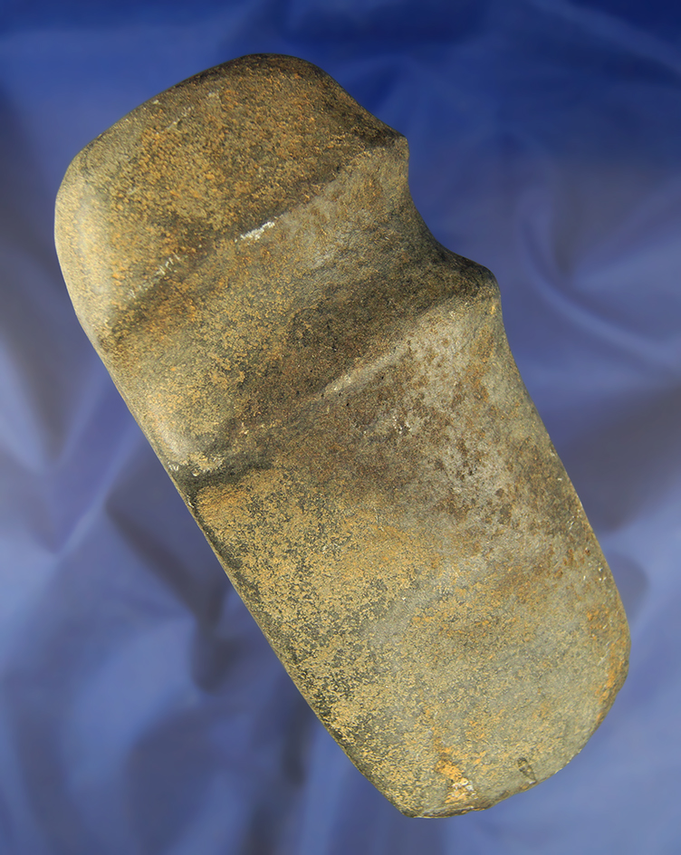 Heavily patinated 6 1/2" long Raised Ridge 3/4 Grooved Axe found in Ohio.