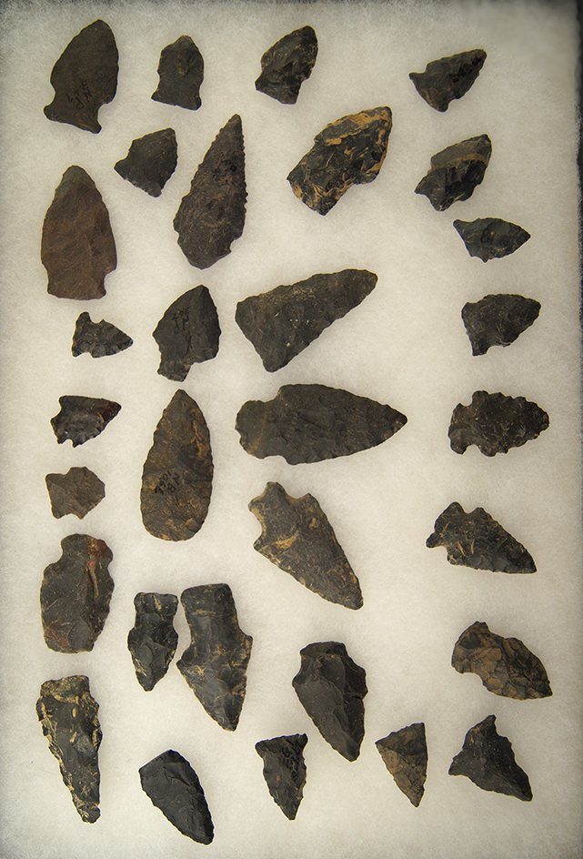 29 assorted Arrowheads, largest is 2 5/16" found in Greenup Co., Kentucky.