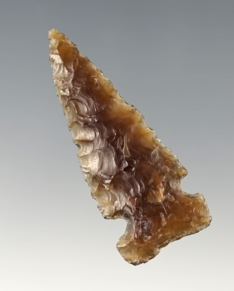 1 5/8" Sidenotch arrow point made from attractive Knife River Flint found in North Dakota.