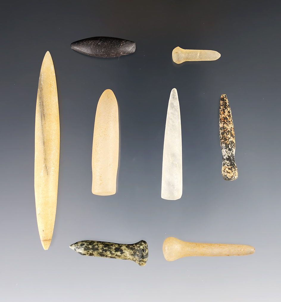 Set of 8 African Neolithic Plugs in great condition. The largest is 2 15/16".