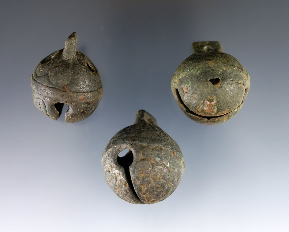 Set of 3 nicely patinated Historic era Bells found in Wisconsin.