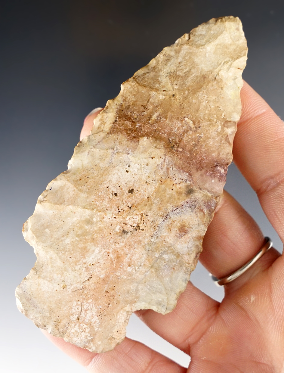 Colorful 3 7/8" Stemmed Knife found in Ozark Co., Missouri.