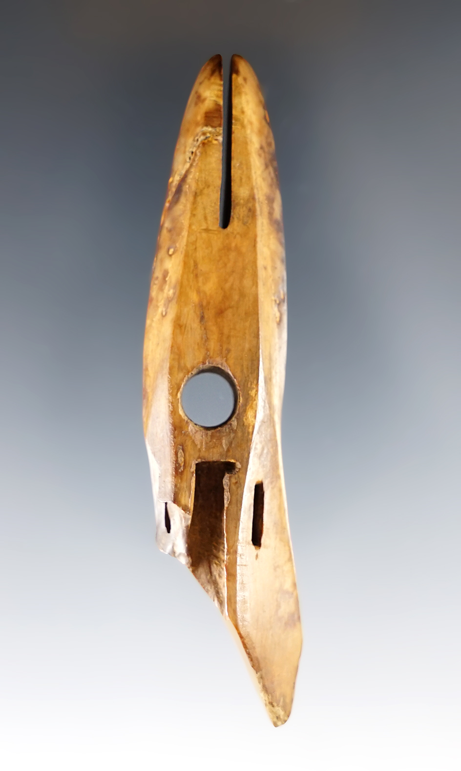 3 5/16" harpoon toggle that is heavily patinated recovered in Alaska.