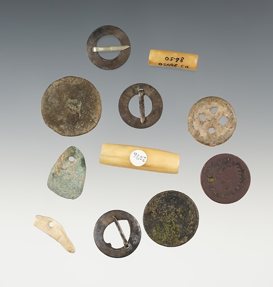 Selection of 11 historic era artifacts recovered in Oklahoma and Texas. Ex. Gregory Perino.