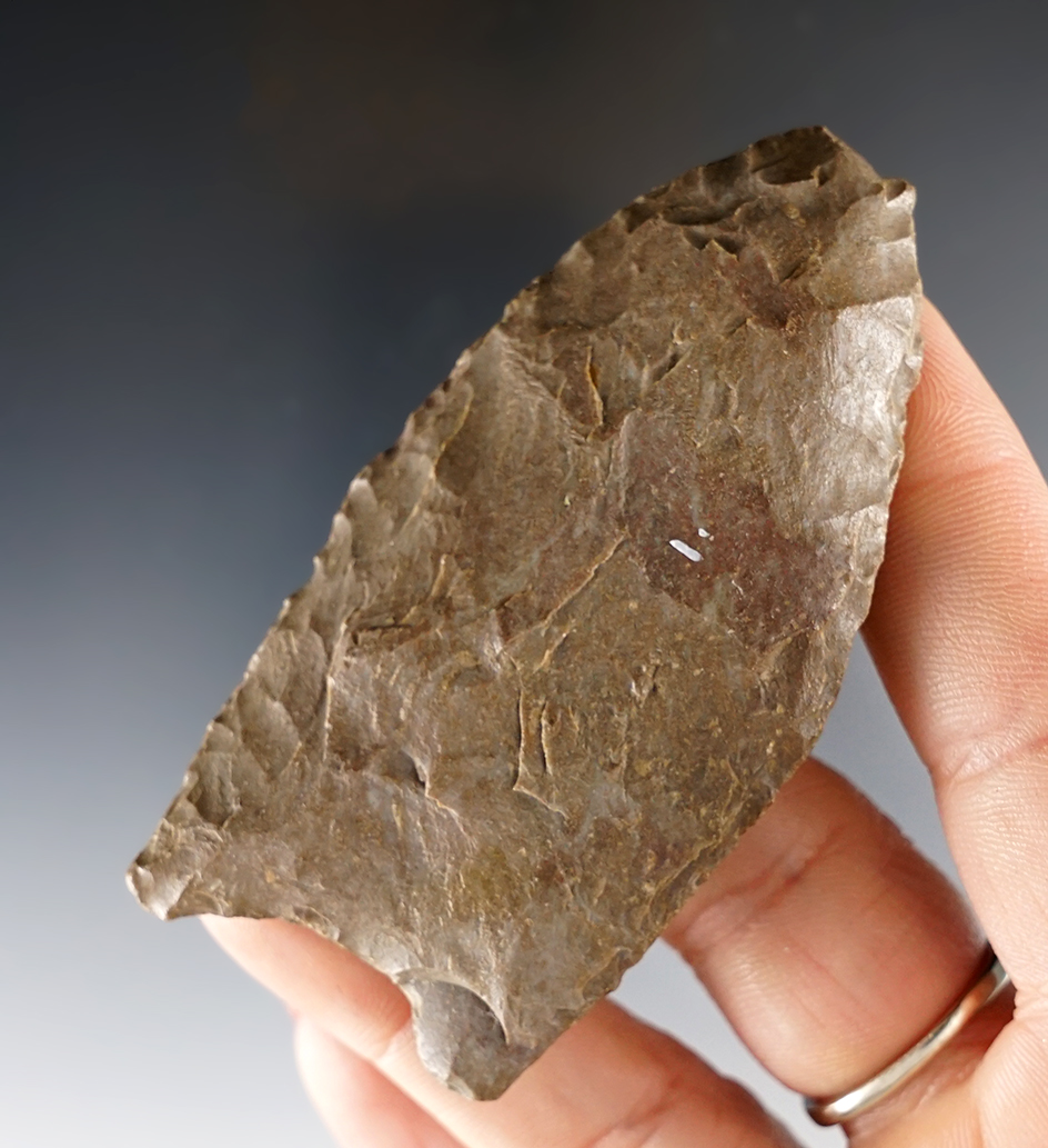 Paleo Lanceolate Knife - Michigan with good ancient grinding to the basal area. Bennett COA.