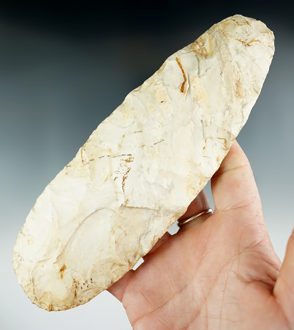 6 7/8" Flint Celt/Hoe in nice condition found in Illinois.