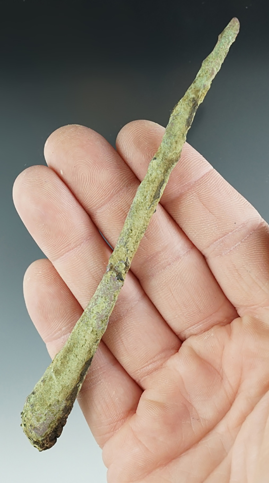 5 1/4" Old copper culture Awl found in Washington Co., Wisconsin