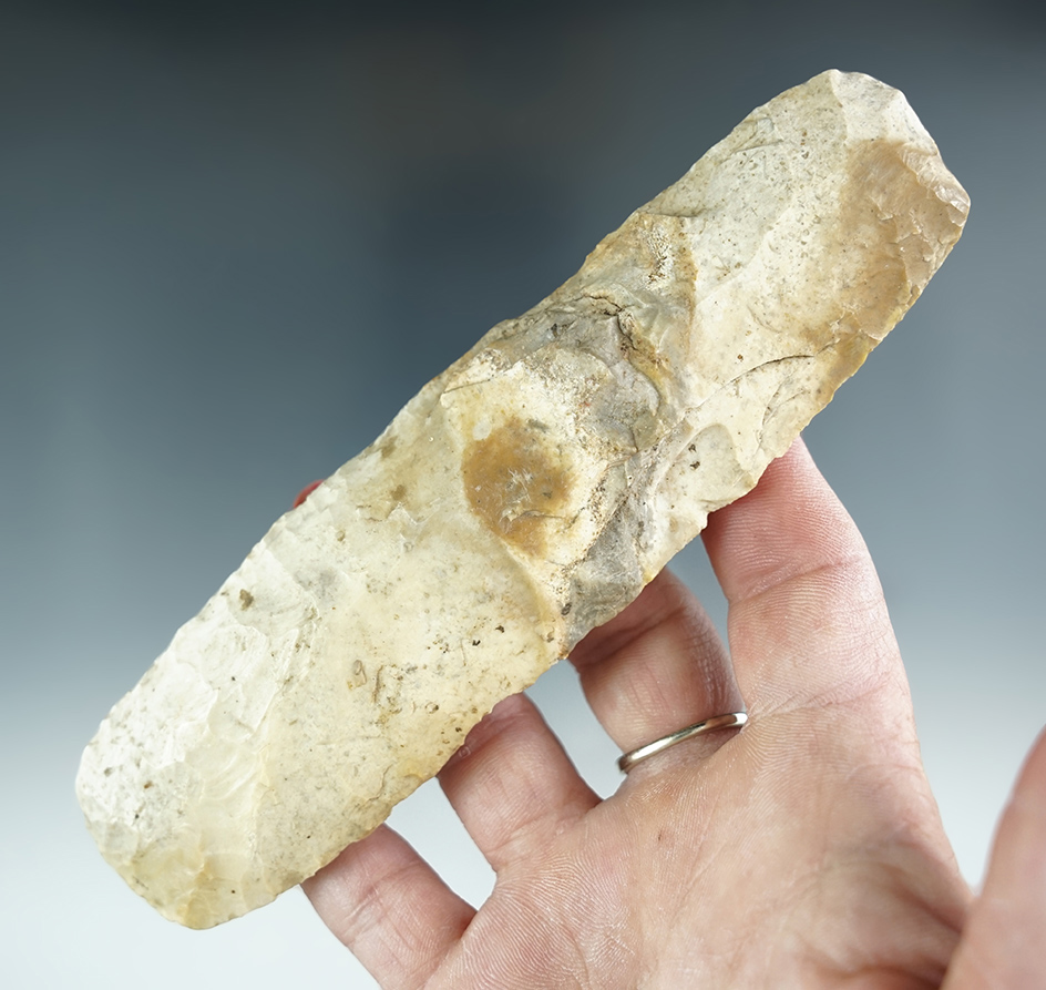 5 7/8" Polished Chisel made from Burlington Flint. Found in Pike Co., Illinois.