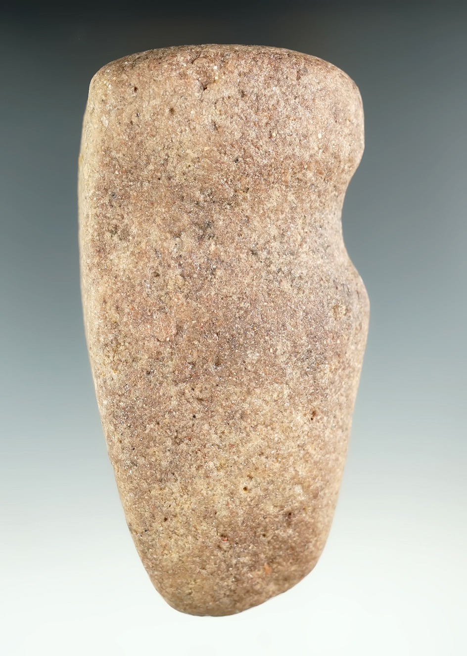 4 3/16" long 3/4 Grooved first-stage Hammerstone made from attractive pink quartz found in Ohio.