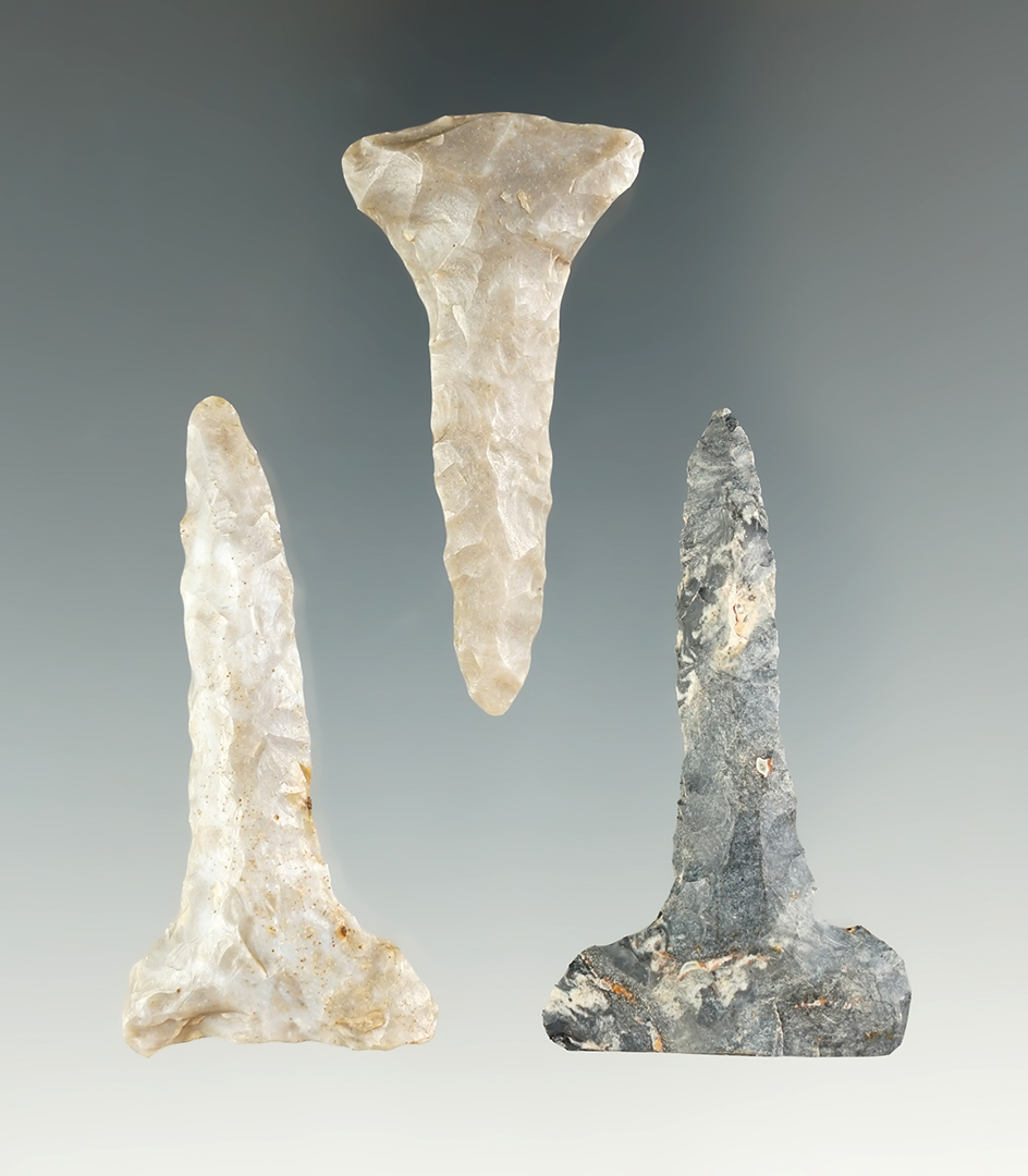 Set of three nicely styled Ohio Flint drills, largest is 1 and 15/16".