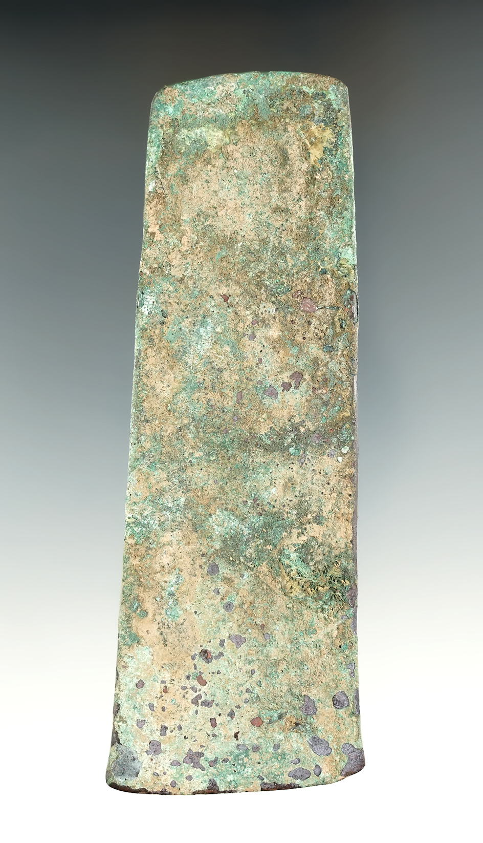 Beautifully patinated 4 13/16" Copper Celt found in Leflore Co., Oklahoma.