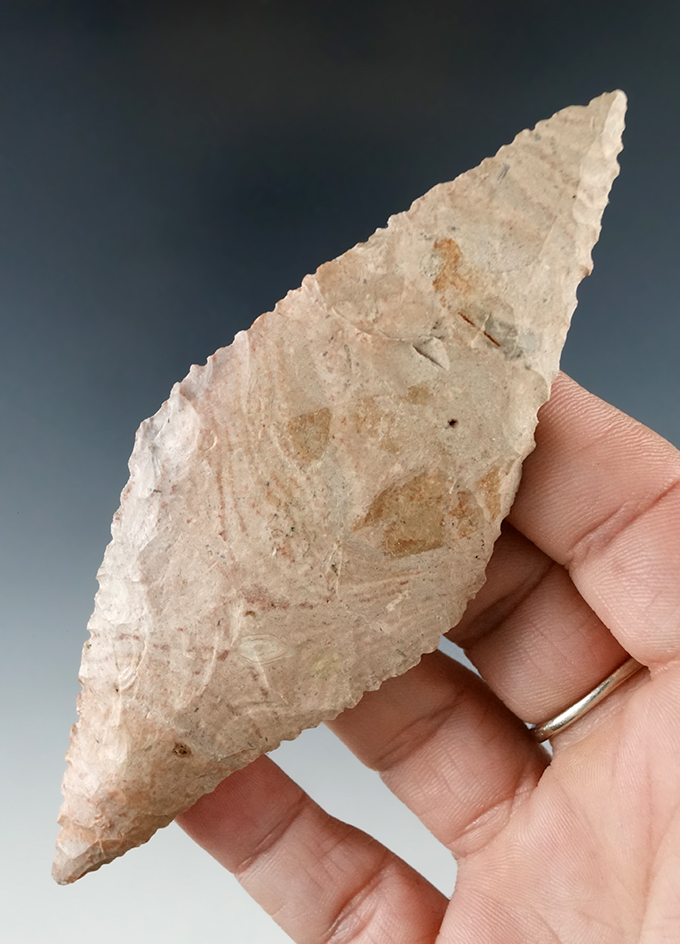 4 1/2" serrated Harahey Four Bevel Knife found in Kansas.