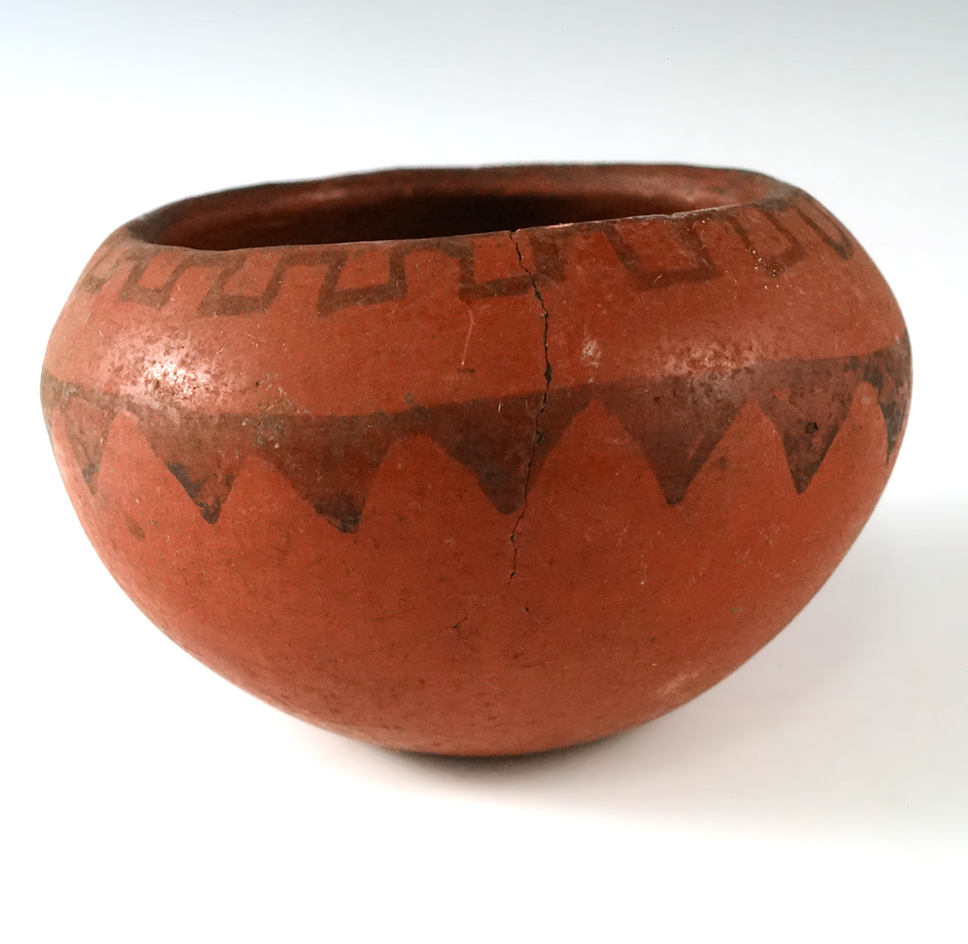 3 5/8" wide by 2 1/4" tall miniature southwestern pottery vessel with excellent paint.