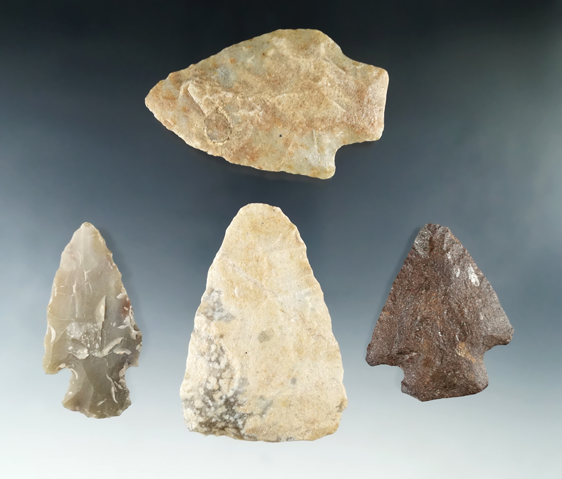 Set of four Knives found in Arkansas, largest is 3 3/16".