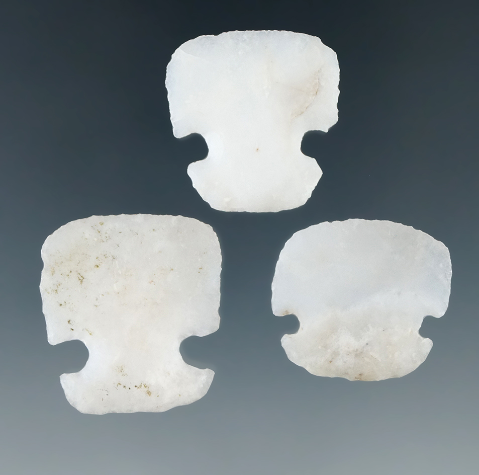 Set of three nicely styled Hafted Scrapers found in New Mexico, largest is 1" Ex. Museum!