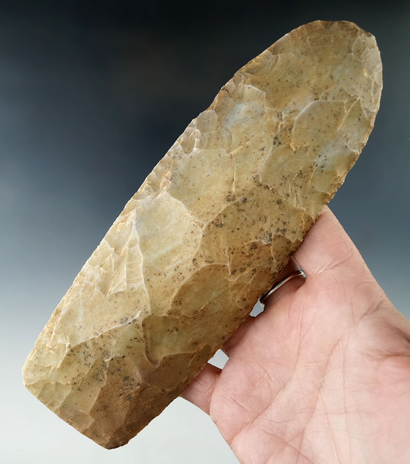 6 11/16" nicely shaped and heavily patinated Flint Celt - Sahara desert region, Africa. Jackson COA.