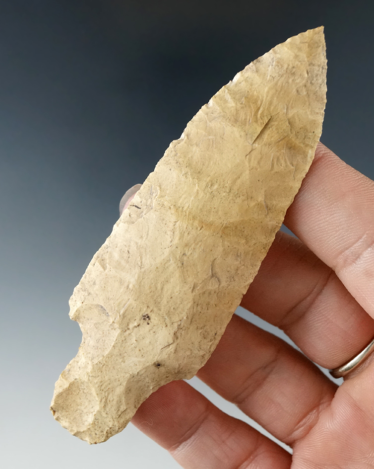 3 5/8" Archaic Stemmed point found at the Magnolia site in Levy Co., Florida.