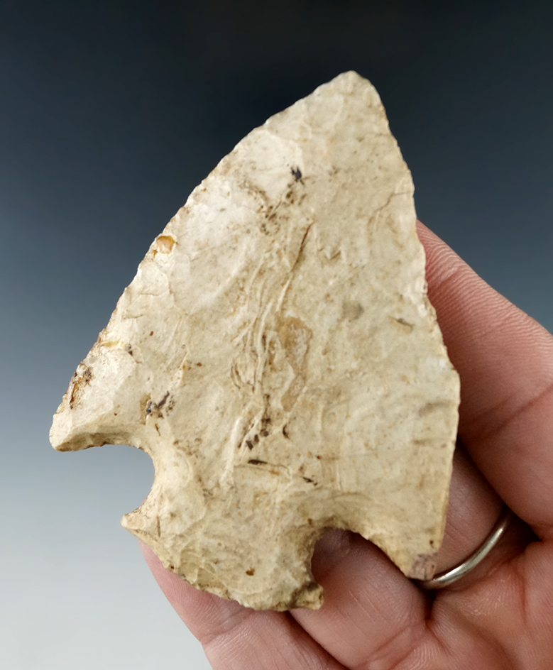 2 13/16" Snyders Hopewell found in Michigan that is very heavily patinated.