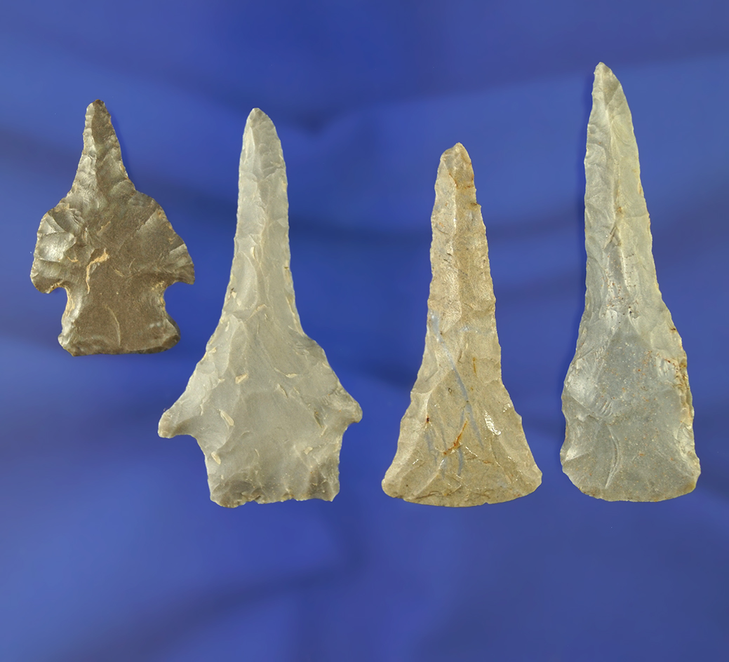 Very nice set of four Drills found in Kentucky, largest is 2 5/8".