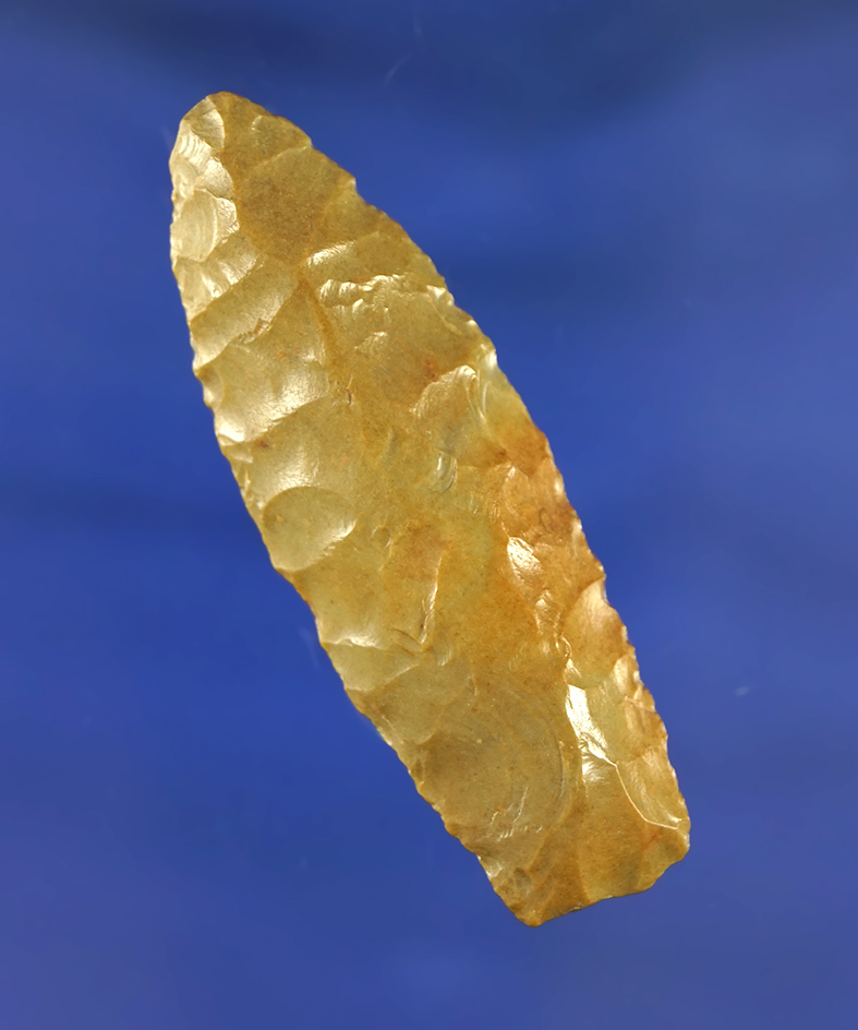 Beautifully River polished and heavily patinated 2 3/8" Lanceolate  found in Osage Co., Oklahoma.