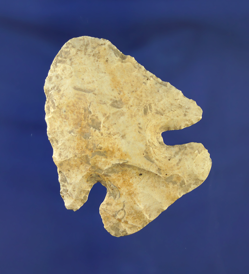 2 11/16" large Thebes E-Notch that was heavily used in ancient times found in southern Illinois.