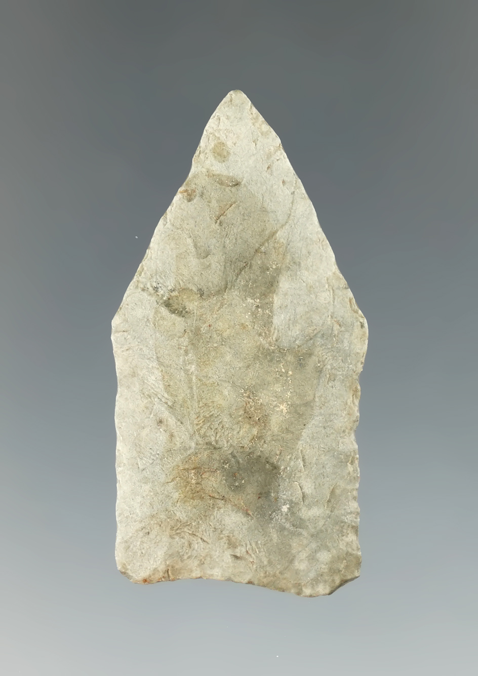 Classic style 1 5/8" Pee Dee point t  found at the Doerschur Site in Montgomery Co., N. Carolina.