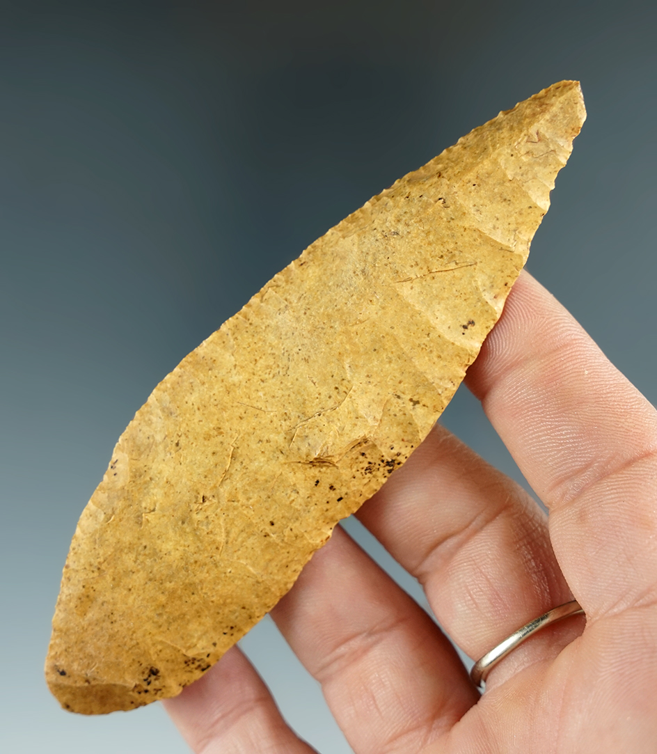 4 1/4" beveled Blade that is very nicely patinated found in the Flint River region, Georgia.
