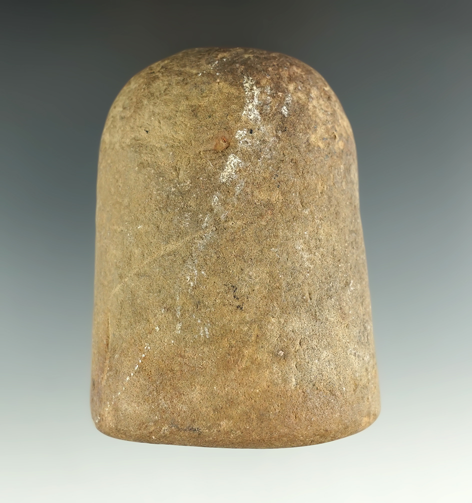 Well used in ancient times! 3 1/8" nicely styled Conical Pestle found in Lenawee Co., Michigan.