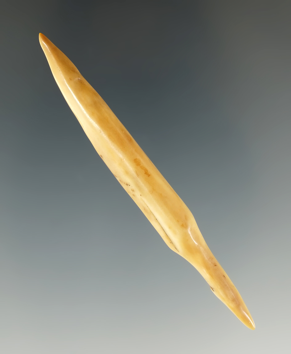 2 7/8" Inuit ivory Socketed Projectile Point that is highly polished, recovered in Alaska.