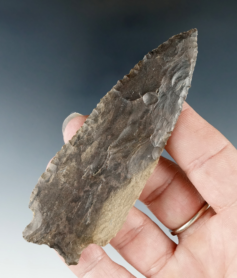 4 13/16" Benton point made from beautifully colored Dover Flint found in Tennessee.