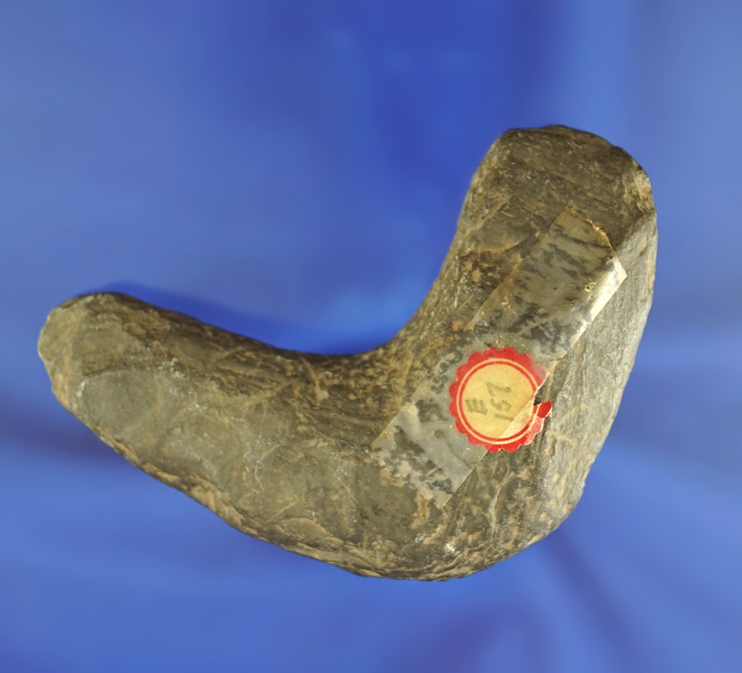 3 3/16" slate Geniculate Bannerstone preform found in Miami Co.,  Ohio.