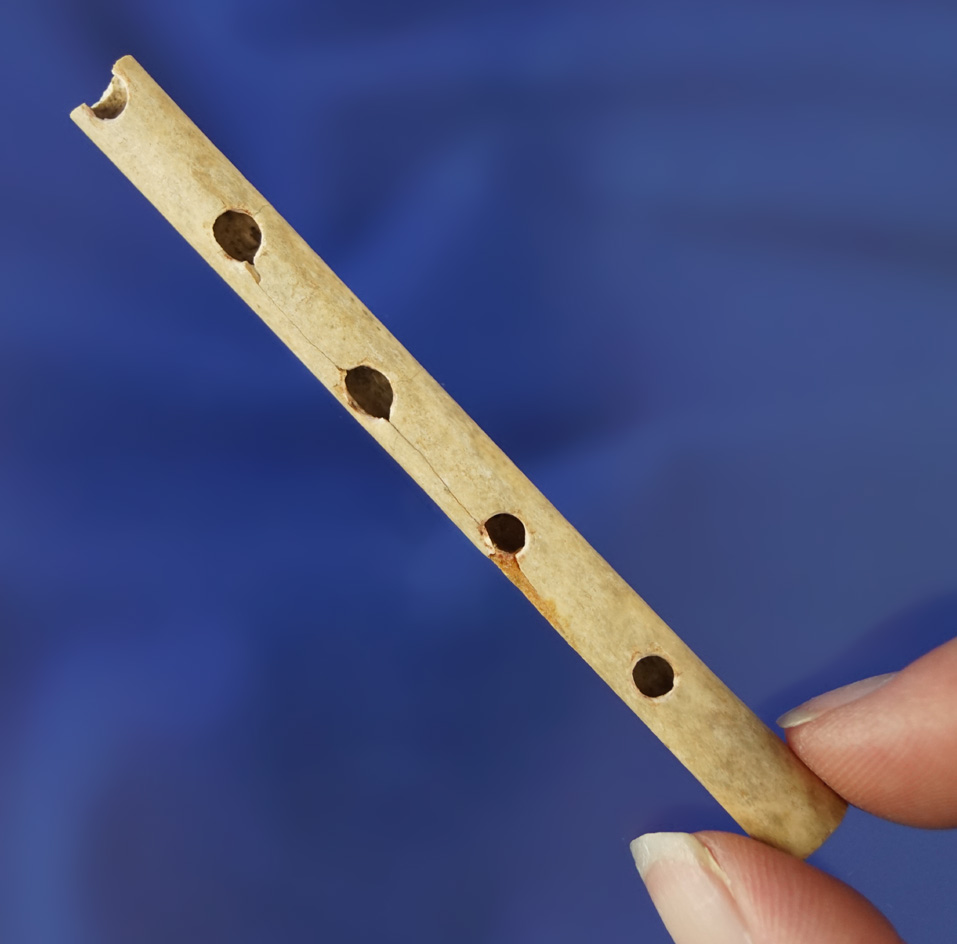 3 3/16" Bone Flute or Whistle found in Kentucky. Ex. Phil Cummins collection.